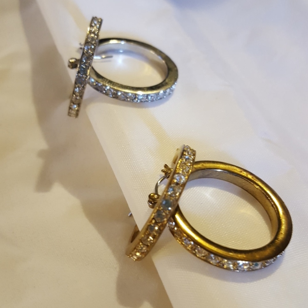 Rhinestone hoop earrings new vintage 2004